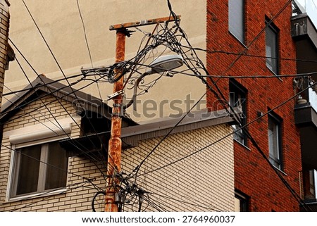 A power line support with a chaotic interweaving of wires