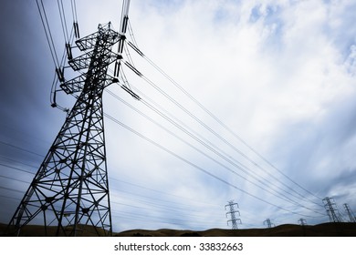 Power Lines With Approaching Storm