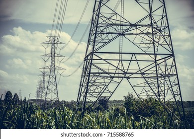 Power Lines On Utility Poles Thailand