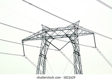 Power lines as they go down to the distribution sub station