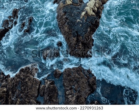 Image, Stock Photo Aerial Drone View Of Dramatic Ocean Waves Crushing On Rocky Landscape