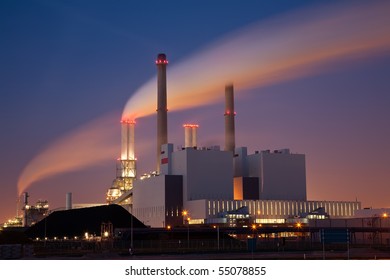 Power Plant At Dusk