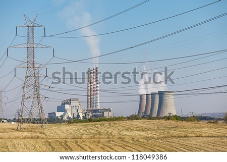Power plant and electric lines