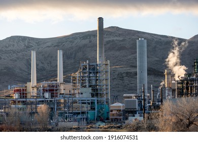 Power Plant Steaming Away Craking Out Extra Power In The Desert