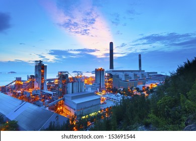Power plant at sunset in Hong Kong - Shutterstock ID 153691544