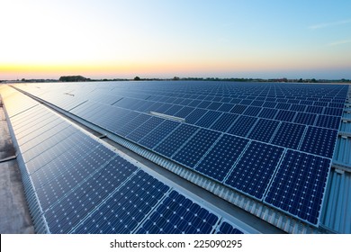 Power plant using renewable solar energy with sun - Shutterstock ID 225090295