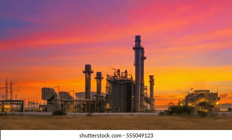 Power plant,Energy power station area at Sunrise with cloudy sky