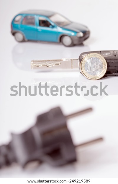 Power
plug with euro money and car key / electric
car