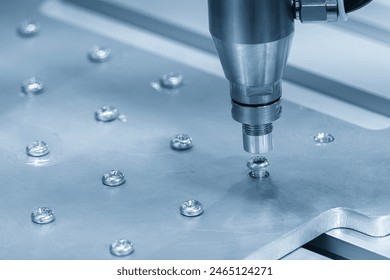 The power screw driver in the light blue scene. The high technology in assembly line.  - Powered by Shutterstock