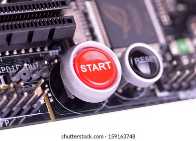 Power Start And Reset Buttom On Mainboard Computer