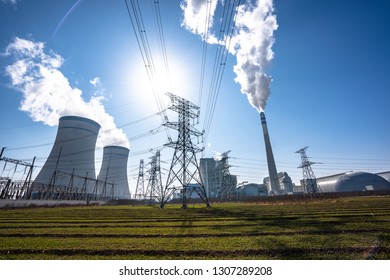 Power Station With Blue Sky
