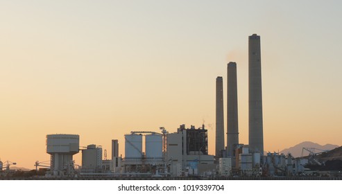 Power station in Hong Kong at sunset  - Shutterstock ID 1019339704