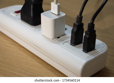 Power strip with 2 outlets and 2 USB ports.