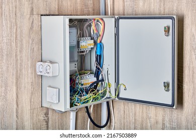 Power supply box with fuses and electric meter. - Shutterstock ID 2167503889