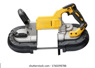 Power Tool .Deep Cut And Compact Band Saws,cordless Band Saws,Portable Band Saw On White Background                          