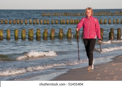 Power  Walking At The Beach