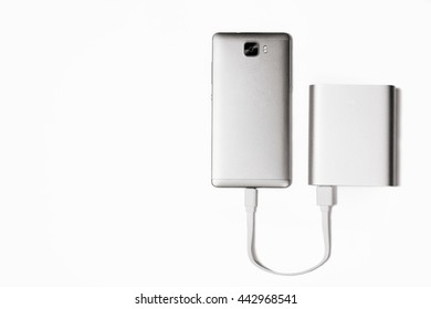 Powerbank Charging Smartphone Isolated White Background