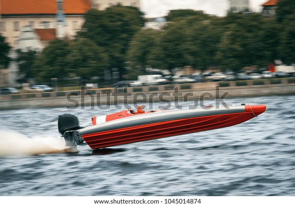 Powerboat Go Fast Boat Jump Out Stock Photo Edit Now 1045014874
