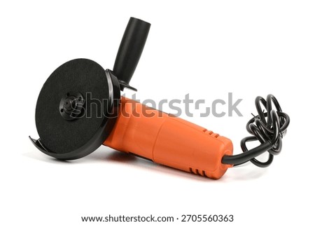 Powerful angle grinder with abrasive disk isolated on a white background. Angle grinders on a white background.
