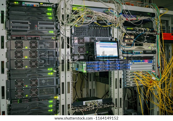 Powerful Computer Equipment Modern Server Room Stock Photo