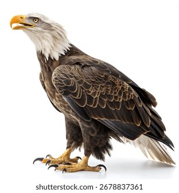 Powerful Eagle with Sharp Talons on White Backdrop