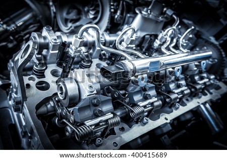 The powerful engine of a car