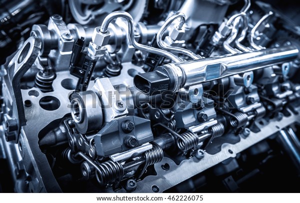 The powerful engine of
a car. Internal design of engine. Car engine part. Modern powerful
car engine.