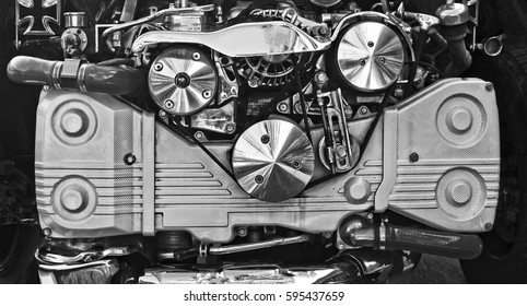 Powerful engine closeup.