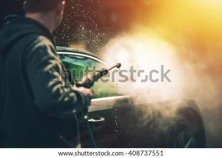Powerful High Water Pressure Car Washing at Home. Car Cleaning.