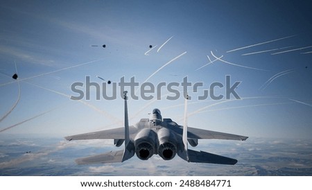 A powerful image of an F-15 Eagle fighter jet in flight, highlighting its sleek design and advanced aerodynamics.