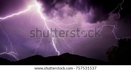 Powerful lightning during thunderstorm