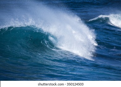 powerful ocean waves breaking by the shores of Gran Canaria - Shutterstock ID 350124503