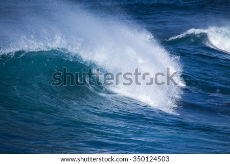 powerful ocean waves breaking by the shores of Gran Canaria