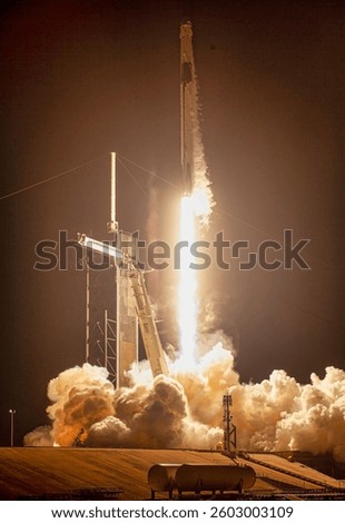 A powerful rocket soars through golden clouds, leaving a trail of fiery ambition and boundless exploration. ,  . Rocket liftoff. Elements of this image furnished by NASA