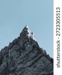 Powerful sharp pointed mountain peak 