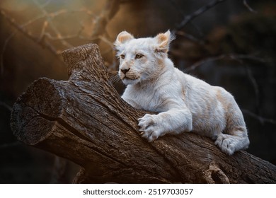  a powerful South African lion resting majestically on a sun-kissed rock, surveying its vast savanna territory. - Powered by Shutterstock