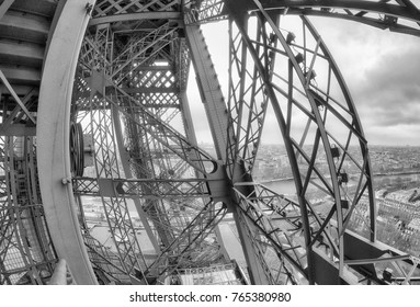 Powerful structure of Eiffel Tower, wide angle view. - Powered by Shutterstock - Get 15% off with code: PIKWIZARD15