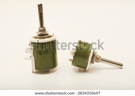 Powerful variable resistors. Potentiometers for instruments. Electronic device.