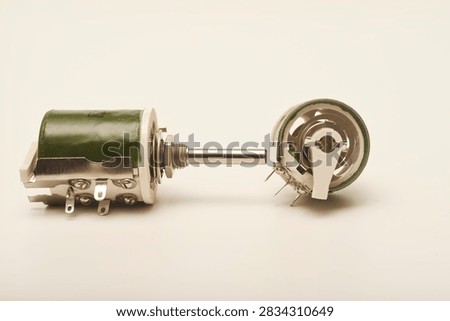Powerful variable resistors. Potentiometers for instruments. Electronic device.
