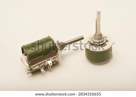 Powerful variable resistors. Potentiometers for instruments. Electronic device.