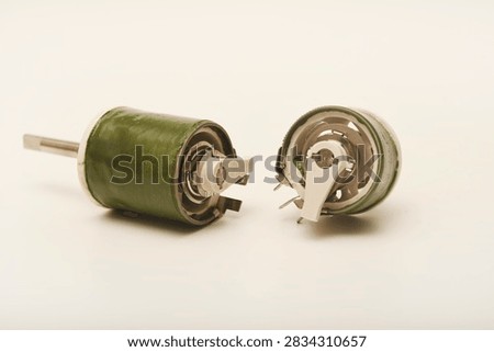 Powerful variable resistors. Potentiometers for instruments. Electronic device.