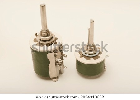 Powerful variable resistors. Potentiometers for instruments. Electronic device.