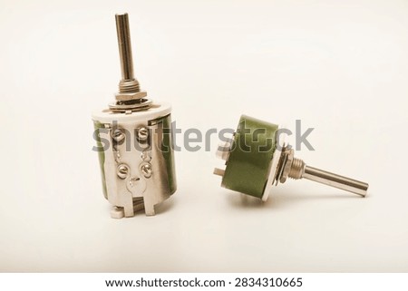 Powerful variable resistors. Potentiometers for instruments. Electronic device.