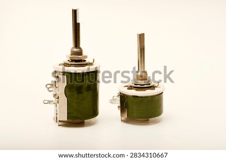 Powerful variable resistors. Potentiometers for instruments. Electronic device.