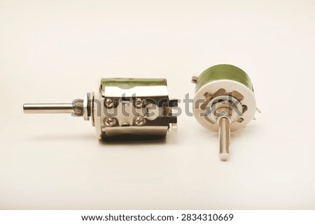 Powerful variable resistors. Potentiometers for instruments. Electronic device.