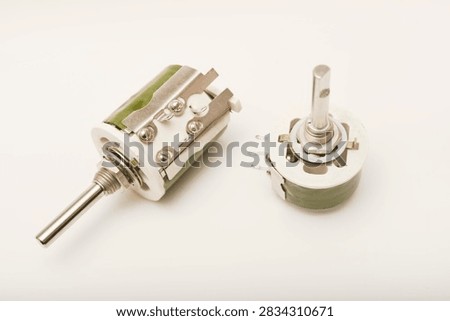 Powerful variable resistors. Potentiometers for instruments. Electronic device.