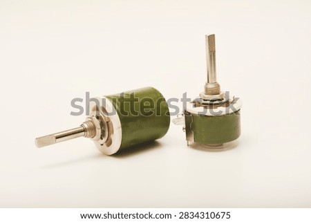 Powerful variable resistors. Potentiometers for instruments. Electronic device.