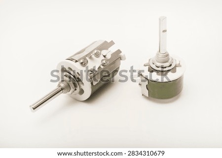 Powerful variable resistors. Potentiometers for instruments. Electronic device.