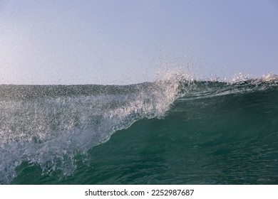 powerful wave breaking close up