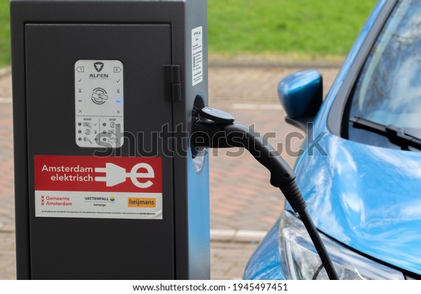 Powering A Electrical Car At Amsterdam The\
Netherlands 26-3-2021